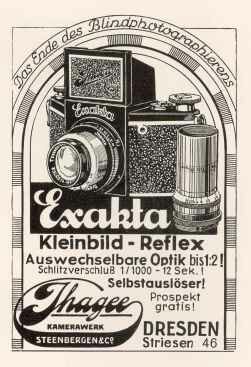 Exakta Kleinbild-Reflex 4 x 6,5 (Werbeanzeige, 1934)