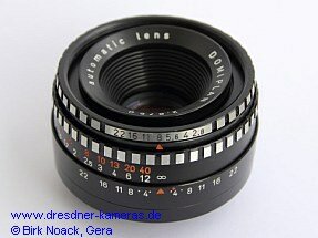 Domiplan automatic lens M42, Ringe chrom, feet rot