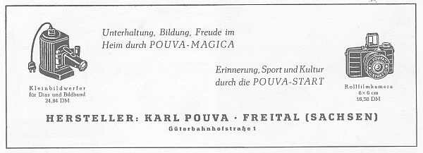 Werbeanzeige des Jahres 1956 fr Pouva magica und Pouva start