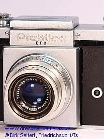 Praktica EFX - Einbau einer Koax-Blitzbuchse fr F und X in eine Praktica mit Bodenkontakten, Gravur EFX auf Frontplatte