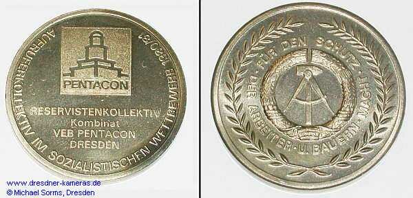 Medaille Reservistenkollektiv Kombinat Pentacon Dresden 1980/81